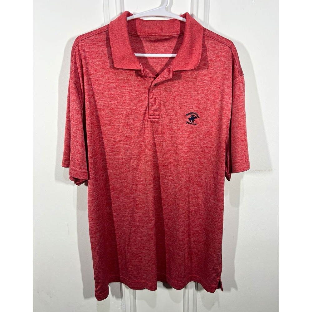 Beverly Hills Polo Club Men's XL Red Solid Polo Shirt Embroidered Logo
